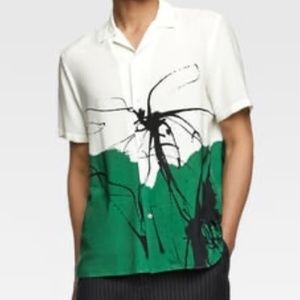 Zara Short Sleeve Camp Collar Abstract Print Shirt